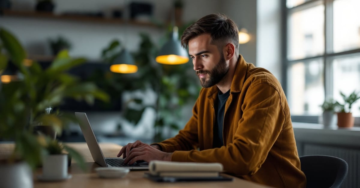 Entrepreneur en train de lancer une startup, travaillant sur son projet dans un espace moderne
