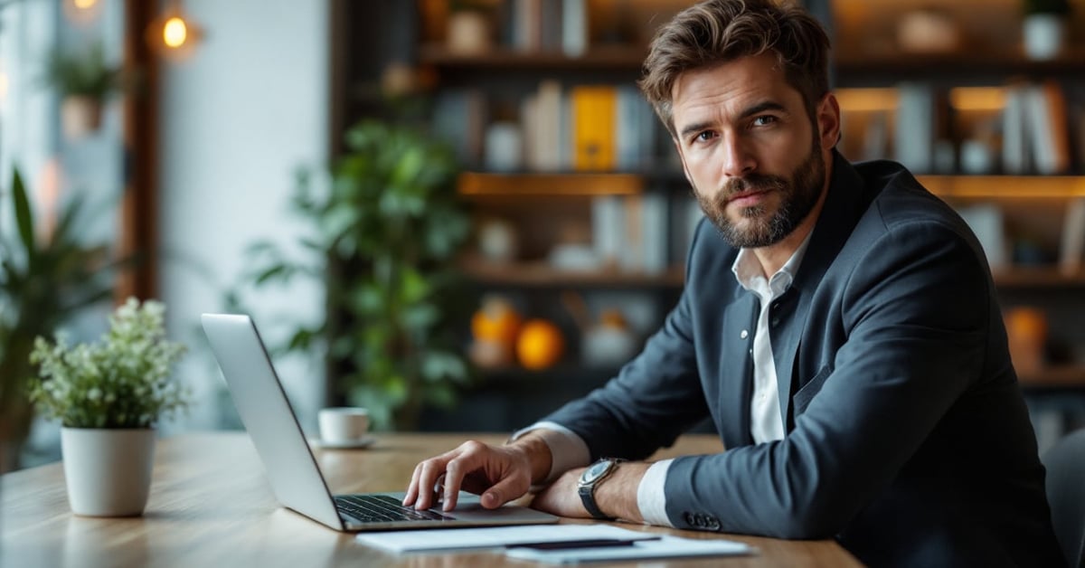 Financement reprise entreprise : entrepreneur analysant des documents financiers pour racheter une société
