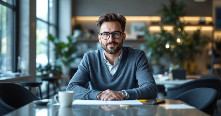 Étudiant en master transformation digitale travaillant sur un projet numérique en environnement moderne