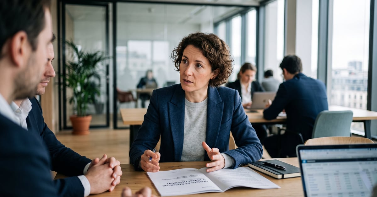 Entrepreneur en recherche d'investissement pour son entreprise, analysant des documents financiers